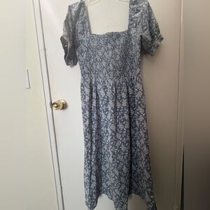 Blue Floral Midi Dress